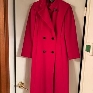Chic Magenta Double-Breasted Trench Coat